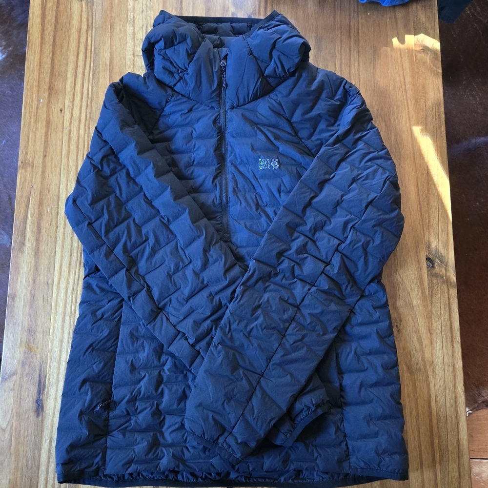Mountain Hardwear Stretchdown Light Womens Medium Quarter Zip Hoodie Black